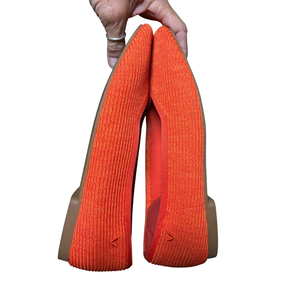 Vivaia Margot 40.5 / 9 - 9.5 Square-Toe Ballet Flat Comfort Orange Knit Slip On